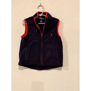 Polo Ralph Lauren Kids Size 4 Zippered Fleece Vest Lightweight Blue/Red